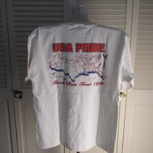 Vintage Olympics 1996 T-shirt USA PRIDE Torch Run Tour - New - XL